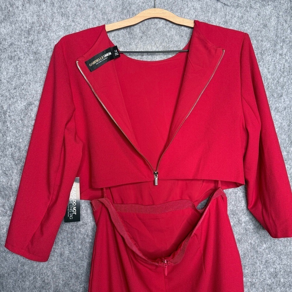 NWT Gabrielle Union Red Sheath‎ Cut Out Pencil Dress- Sz 14 - Picture 4 of 9